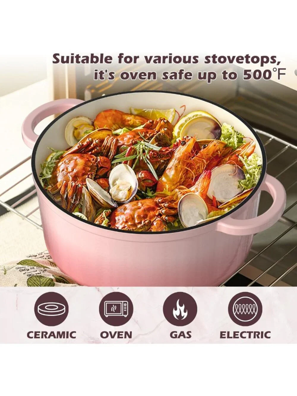 5QT Enameled Cast Iron Dutch Oven Pot with Lid - Heavy-Duty Cookware for Baking
